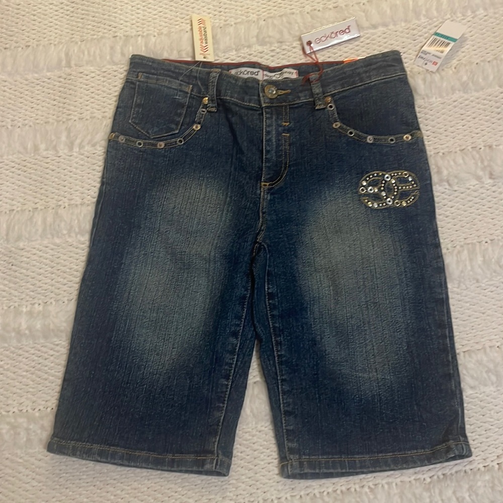Mark Ecko Red jean shorts embellished blue girls 16 Y2K nwts